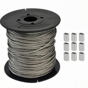 PVC 3.0MM(1/8") Coated Steel Cable 7×7 Flexible for Greenhouse, Plant Hanging & Garden Trellis