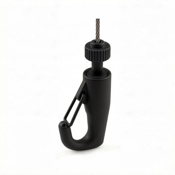 1.2-1.5mm wire rope hook cable grippers with safety nut for light fixture suspension signage hanging anti-loose hook