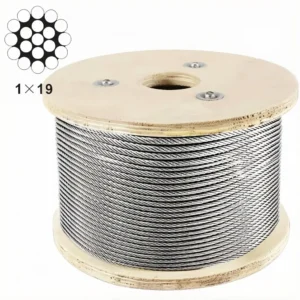 Marine Grade 316 Stainless Steel Cable 1/16″ (1.2mm) 1×19 wire rope, low‑stretch rigid aircraft cable for multi‑purpose industrial outdoor rigging