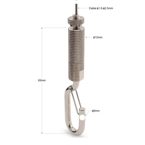 1.5-2.5mm Hook Cable Gripper with Safety Nut, wire rope hanging hardware for linear light HVAC