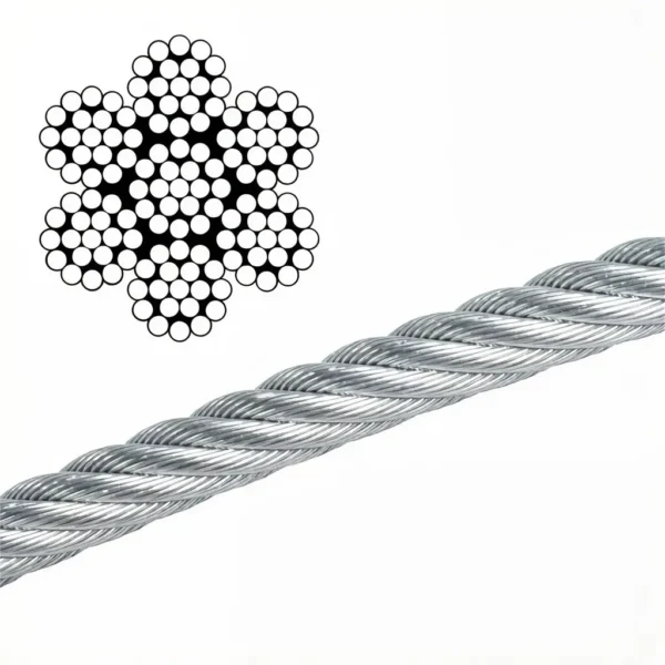 1.5mm (5/64″) 7×19 Galvanized Cable Wire Rope, high‑flexibility aircraft cable for general industrial light‑duty rigging