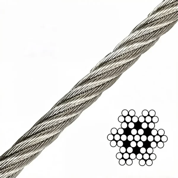 1.5mm (1/16″) Electro Galvanized 7X7 Steel Wire Rope coil packing, high‑tensile bright aircraft cable for indoor retail sign poster display hanging rigging