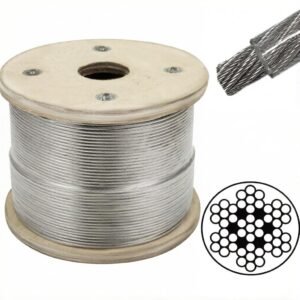 7×7 1.5mm (1/16″) PVC coated steel wire rope, soft flexible aircraft cable for commercial lighting suspension