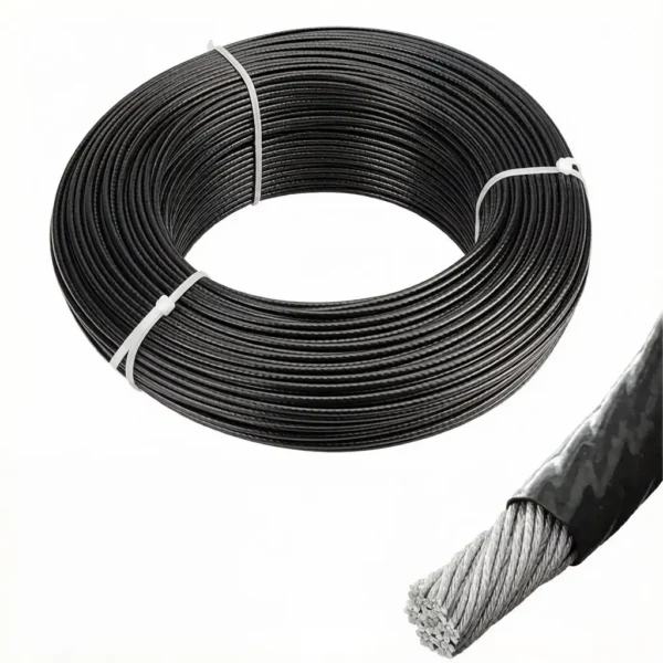 7×7 2.5mm (3/32″) soft PVC coated steel wire rope for acoustic ceiling suspension systems and acoustic panel mounting