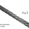 Professional‑grade 1.0mm (1/32") 7×7 G316 stainless steel wire rope, four finish color choices, widely used for commercial lighting, retail display and on‑site professional installation rigging 1.0mm (1/32") 7×7 G316 Stainless Steel Wire Rope, Nickel Chrome Black White Colors Optional for Professional Commercial Lighting & Display Rigging