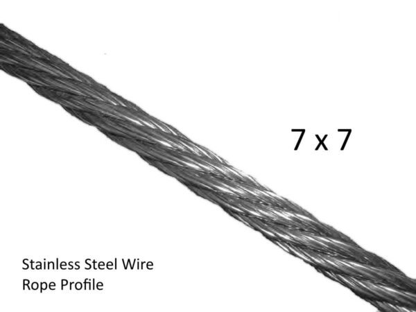 1.0mm (1/32") 7×7 G316 Stainless Steel Wire Rope, Nickel Chrome Black White Colors Optional for Professional Commercial Lighting & Display Rigging