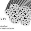 1.0mm 3/32‑inch 7×19 G316 stainless steel wire rope, anti‑corrosion cable for office and gallery acoustic ceiling overhead hanging 3/32" 7×19 G316 stainless steel wire rope 1.0mm for acoustic ceiling suspension systems