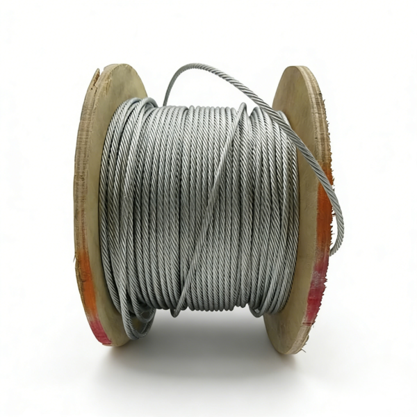 1×19 Galvanized Steel Wire Rope 3.0mm 3/32″, weather‑proof rigid strand for outdoor cable railing bracing and equipment static securing