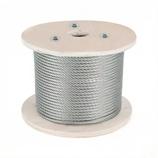 1×19 Galvanized Steel Wire Rope 1.5mm 5/64″, smooth galvanized strand for neat visual display suspension