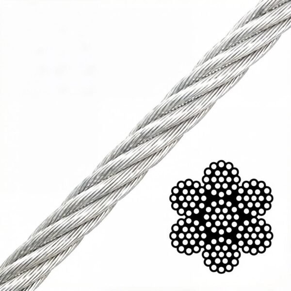 7×19 Galvanized Steel Wire Rope 2.5mm 3/32″, flexible looping suspension cable for pendant light linear LED fixture hanging kits