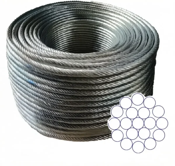 2.5mm 1×19 316 marine grade stainless steel wire rope, rigid low‑stretch aircraft cable for multi‑purpose industrial outdoor rigging suspension