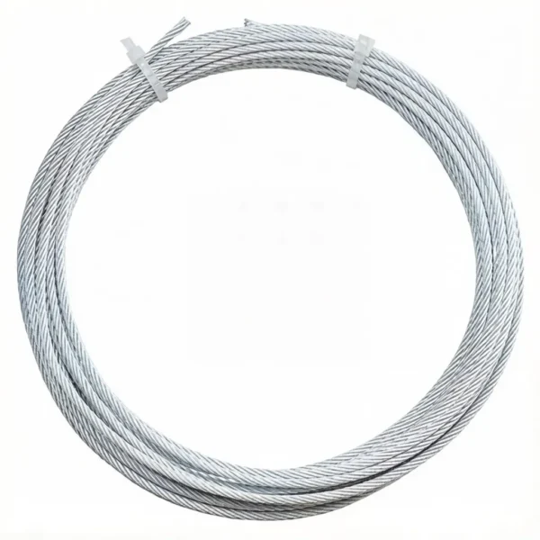 1×19 1.0mm 3/64″ Galvanized Steel Wire Rope, rigid low‑stretch strand cable for static pendant light and LED fixture overhead hanging