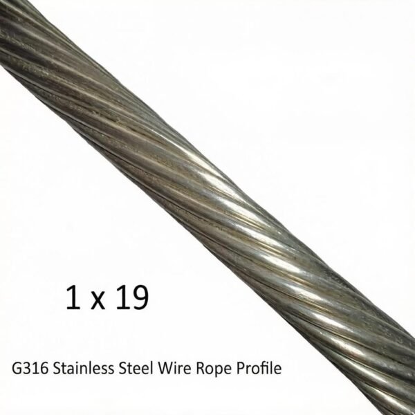 2.0mm (1/12″) 1×19 316 marine grade stainless steel wire rope, rigid low stretch aircraft cable for outdoor industrial rigging