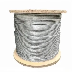 Galvanized Steel Wire Rope 1×19 2.0mm (0.079″), weather‑resistant rigid steel strand for orchard trellis, fence tensioning and outdoor plant support