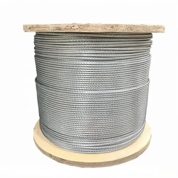 Galvanized Steel Wire Rope 1×19 2.0mm (0.079″), weather‑resistant rigid steel strand for orchard trellis, fence tensioning and outdoor plant support