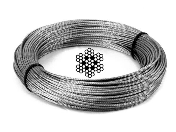 7x7 316 stainless steel wire rope 2.5mm 3/32 inch marine grade aircraft cable for rigging hanging suspension