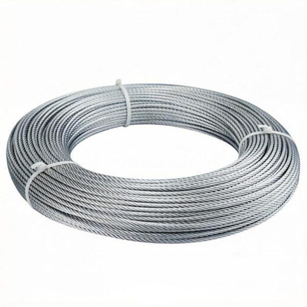 1×19 Galvanized Steel Wire Rope 2.5mm 3/32″, high breaking load single‑strand steel strand for medium‑load static rigging