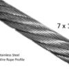 Weather‑resistant 7x19 G316 aircraft cable 3/32 inch, high flexibility outdoor rigging wire rope for general suspension work 3/32 inch 7x19 G316 stainless steel wire rope, weatherproof marine grade flexible aircraft suspension cable