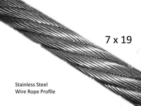 3/32 inch 7x19 G316 stainless steel wire rope, weatherproof marine grade flexible aircraft suspension cable