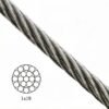 Stiff ProRig AISI316 1×19 aircraft steel wire, minimal elongation for construction overhead rigging fitted with looping gripper 4.0mm (5/32″) 1×19 AISI 316 ProRig Stainless Steel Wire, rigid low‑stretch aircraft cable for building construction static rigging projects