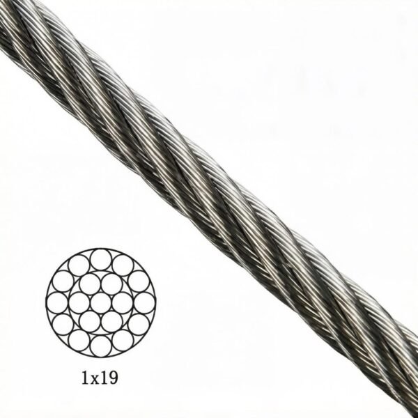 4.0mm (5/32″) 1×19 AISI 316 ProRig Stainless Steel Wire, rigid low‑stretch aircraft cable for building construction static rigging projects