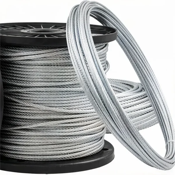 3.0mm (3/32″) Galvanized Steel Wire Rope, smooth high‑load aircraft cable for gallery museum large‑scale art‑installation hanging with loop gripper