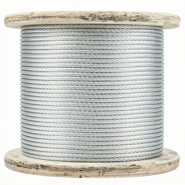 4.0mm (5/32″) 7×7 Galvanized Steel Wire Rope, medium‑flex high‑load aircraft cable for heavy commercial lighting suspension with looping gripper