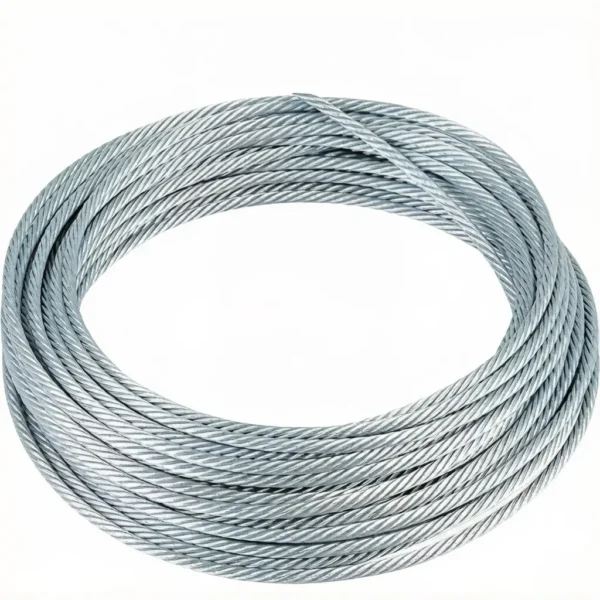 4.0mm (5/32″) 7×7 Galvanized Steel Wire Rope, semi‑flex high‑strength aircraft cable for industrial machinery control cable and light hoist rigging