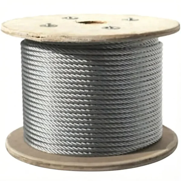 5 mm (13/64″) 1×19 AISI 316 Stainless Steel Wire Rope, marine‑grade rigid aircraft cable for heavy‑duty commercial lighting suspension with looping gripper
