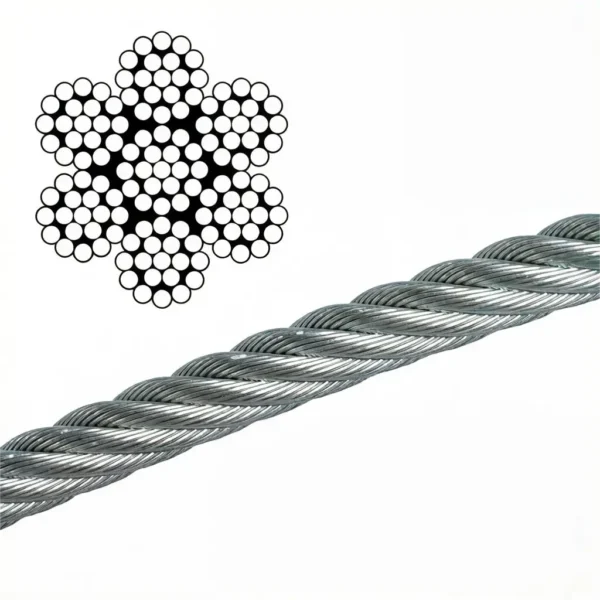 1.0mm (0.039″) 7×19 Galvanized Steel Cable, bend‑resistant wire rope for acoustic ceiling panel suspension rigging