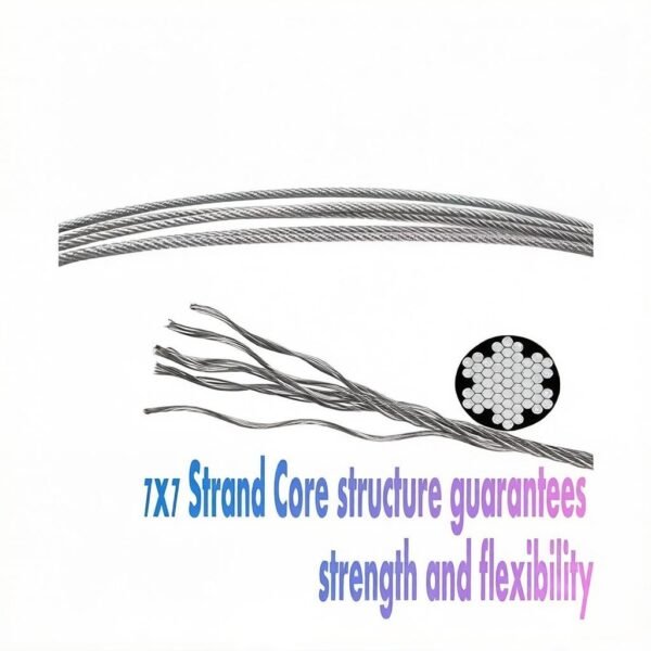 7×7 4.0mm (5/32″) PVC coated flexible steel cable for large HVAC duct seismic suspension and heavy mechanical equipment hanging