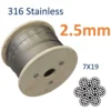 High strength multi‑use 7x19 G316 2.5mm aircraft cable, stainless steel wire rope for indoor‑outdoor sign and billboard suspension 2.5mm 3/32" 7x19 G316 stainless steel wire rope multi‑function aircraft cable for billboard and signage hanging rigging