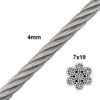 5/32" 4.0mm 7x19 marine grade stainless steel cable for commercial HVAC duct seismic suspension hanging systems