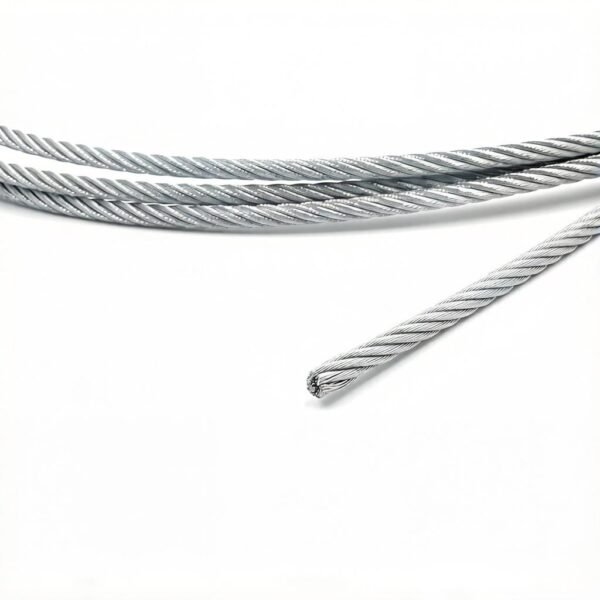 4.0mm (5/32″) 7×7 Galvanized Steel Wire Rope, semi‑flex weather‑resistant aircraft cable for building construction tension bracing and static rigging