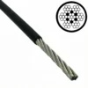 Soft bendable PVC‑coated 7×7 steel cable for shop fitting, retail displays and art installation suspension 7×7 1.5mm (1/16″) PVC coated steel wire rope for retail shop display and gallery artwork suspension