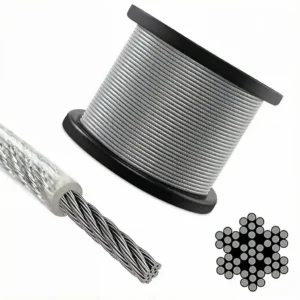 7×7 2.0mm (3/32″) PVC coated steel wire rope, soft flexible aircraft cable for multi‑purpose light duty suspension