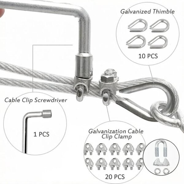 7×7 1.5mm (1/16″) PVC coated steel wire rope for HVAC duct seismic suspension rigging