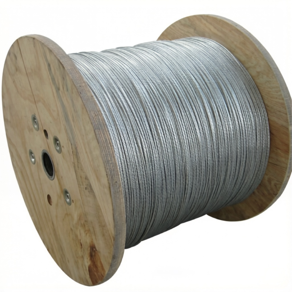 1.5mm (1/16″) Electro Galvanized 7X7 Steel Wire Rope coil packing, bright smooth aircraft cable for light‑duty commercial lighting suspension with looping gripper