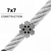 7×7 2.0mm (3/32″) PVC coated steel wire rope, soft flexible cable for pendant light linear light commercial lighting suspension