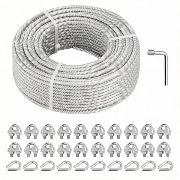 7×7 2.0mm (3/32″) PVC coated steel wire rope for acoustic ceiling suspension systems and acoustic panel mounting