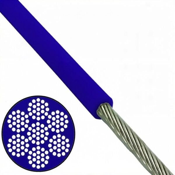 2.5mm (3/32″) 7×7 /7×19 galvanized PVC coated stainless steel cable for awning, canopy and outdoor tensile structure rigging