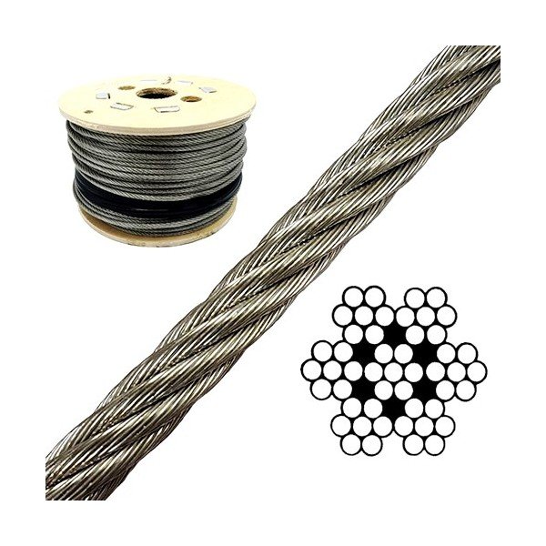 1/16 Inch 7x7 304 316 Stainless Steel Wire Rope, Nickel Chrome Black White Colors Optional for Marine Construction Lifting Rigging