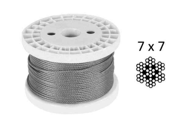 1.0mm (1/32") 7×7 G316 Stainless Steel Wire Rope, Nickel Chrome Black White Colors Optional for Light‑Duty Industrial Rigging & Overhead Suspension