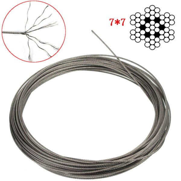 7x7 316 stainless steel wire rope 2.5mm 3/32 inch cable balustrade deck railing architectural rigging cable