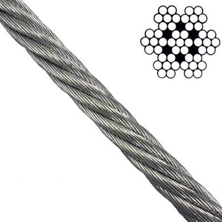 5/32 inch 7×7 stainless steel wire rope 4mm aircraft cable for billboard and sign hanging
