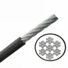 Sleek black PVC‑jacketed 7×7 304 aircraft cable, anti‑abrasion for pendant and linear light suspension projects Black PVC Coated 1.2mm 7×7 304 stainless steel cable, flexible aircraft wire rope for commercial lighting suspension