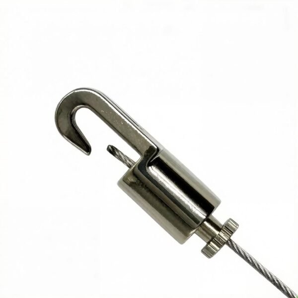 Adjustable Cable Hook Gripper 1.8-2.8mm with Safety Nut, wire rope hook clamp for hanging light fixture
