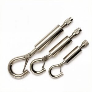 Adjustable Aircraft Cable Gripper Brass Nickel-Plated Self-Locking Hook with Safety Cap 1.2-1.5mm wire rope hanging