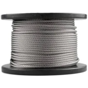 1/16 Inch 7x7 304 316 Stainless Steel Wire Rope, Nickel Chrome Black White Colors Optional for Architectural Decoration Safety Rigging