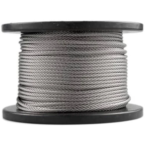 1/16 Inch 7x7 304 316 Stainless Steel Wire Rope, Nickel Chrome Black White Colors Optional for Architectural Decoration Safety Rigging